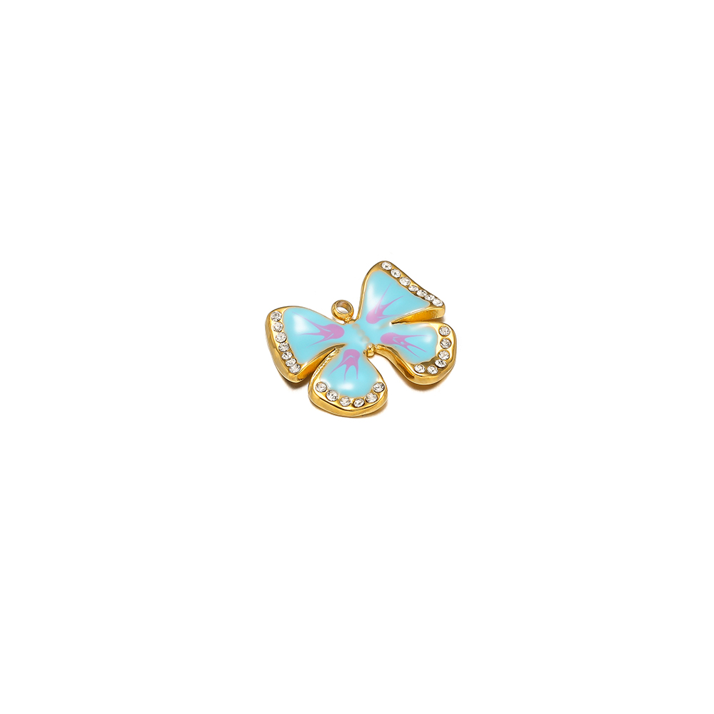 Butterfly Pendant Necklace - 5Pcs 에나멜 나비 매력 스테인레스 스틸