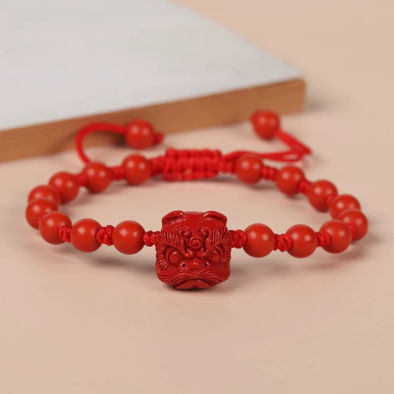 Gemstone Bracelet Healing - 진짜 적색 주홍색 사자춤 팔찌 구슬