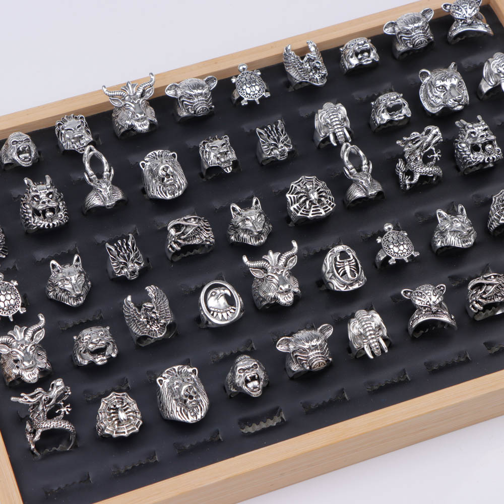 Gothic Skull Ring - 10/20/30/50 개/몫 남자를위한 패션 펑크 록