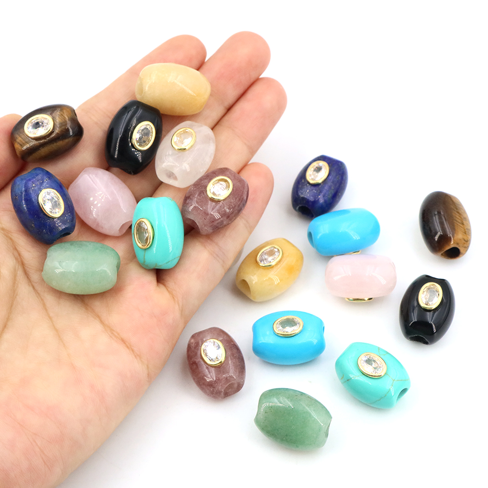 Gemstone Bracelet Healing - 천연석 빅홀 플랫 버킷 비즈 지르콘