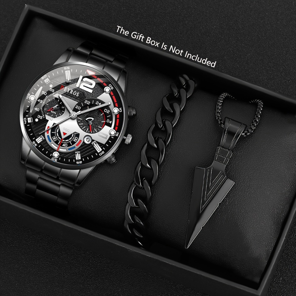 Best Jewelry Watches - 3 개/대 패션 남자 시계 블랙