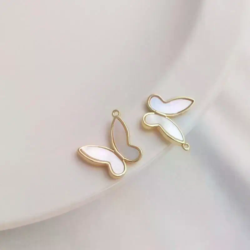 Butterfly Pendant Necklace - 14K 골드 컬러 인레이드 천연 마더
