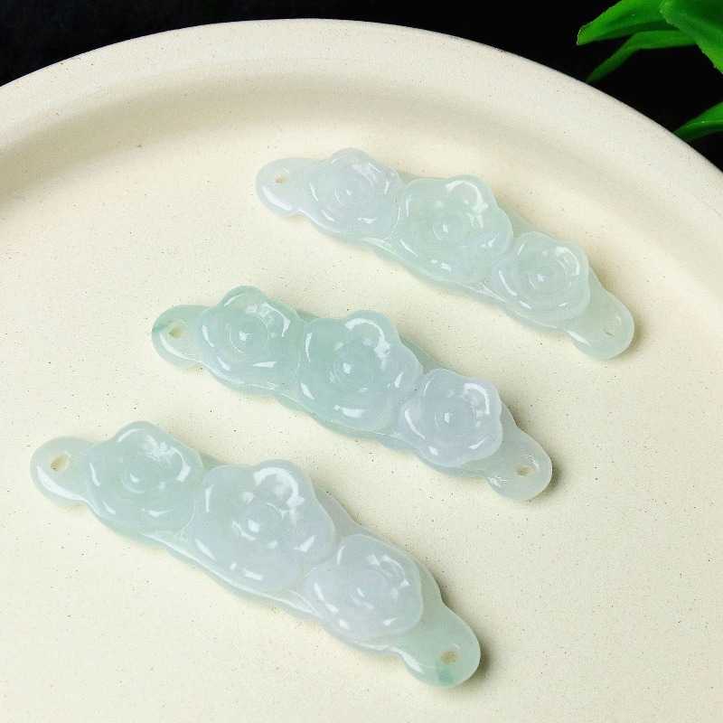 Jewelry & Watches Spółka Z Ograniczoną Odpowiedzialnością Sp Z Oo - 1pc 천연 경옥 에메랄드 꽃 핸드