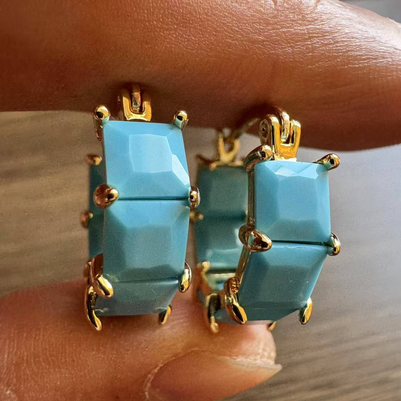 Turquoise Stone Ring - 여성용 빈티지 우아한 골드 도금 주얼리