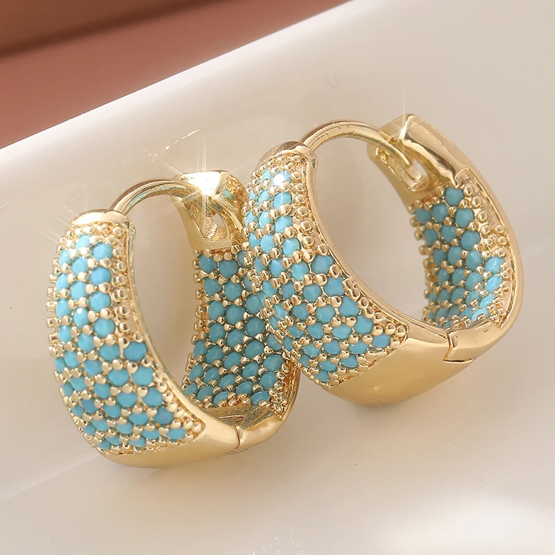 Turquoise Stone Ring - 패션 풀 블루 청록색 포장된 럭셔리