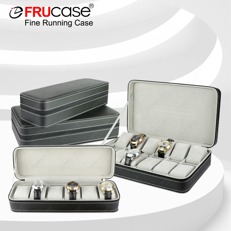 Best Jewelry Watches - FRUCASE 블랙 시계 상자 6/12 그리드