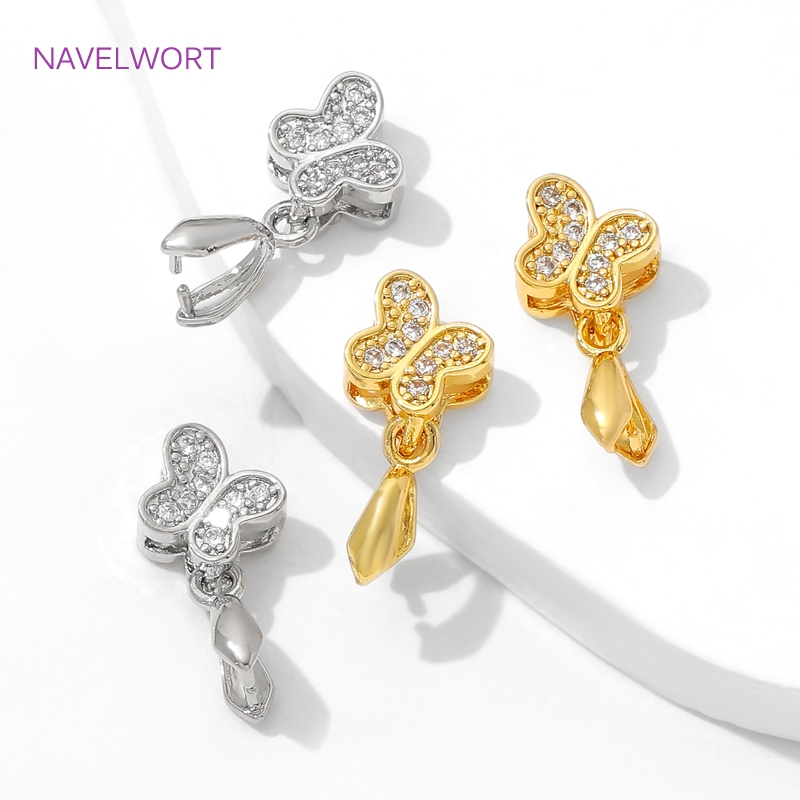 Butterfly Pendant Necklace - 황동 핀치 Bails 18K 골드 도금