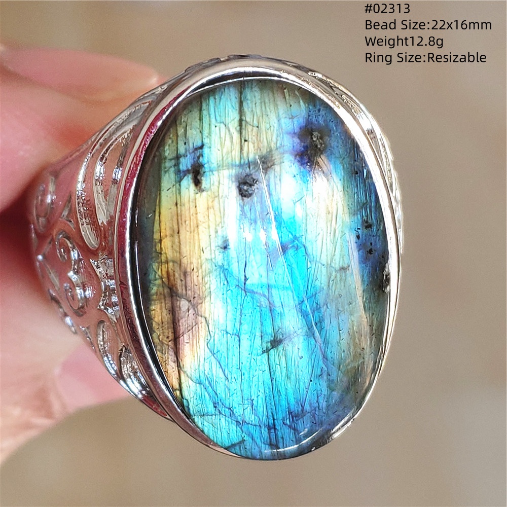천연 다채로운 래브라도라이트 조정 가능한 반지, 보석  - Turquoise Stone Ring 리뷰 및 가격