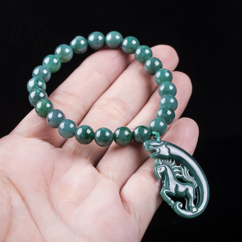 천연 비취 블루 워터 조디악 말 비즈 핸드 니팅 팔찌  - Jewelry & Watches Spółka Z Ograniczoną Odpowiedzialnością Sp Z Oo 리뷰 및 가격
