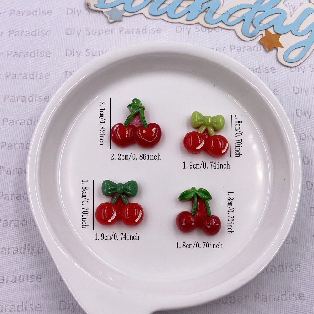 16개 컬러풀한 귀여운 만화 리본 레드 체리 플랫 백  - Paradise Jewelry & Watches Llc Miami 리뷰 및 가격