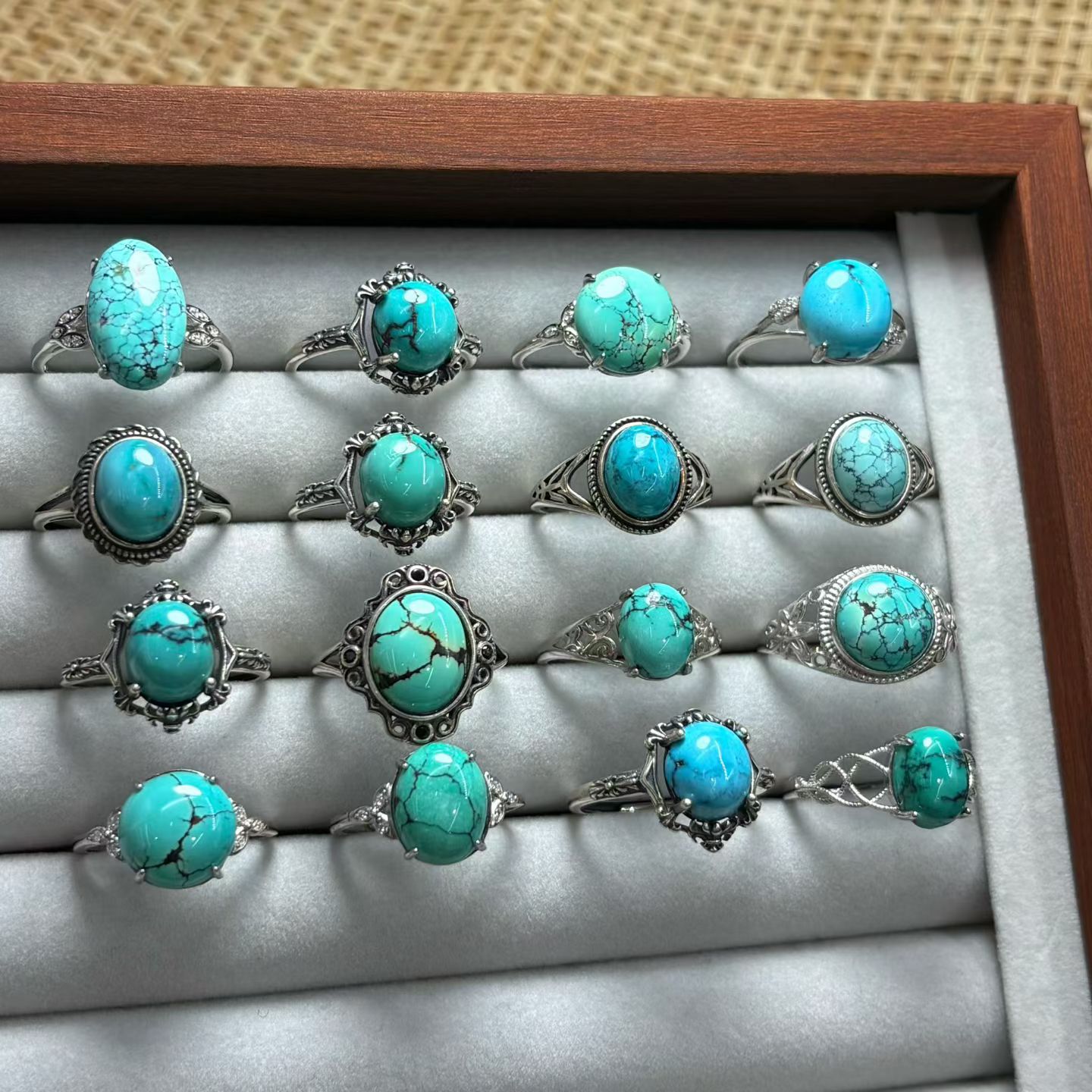 1 Pc Fengbaowu 천연 청록색 반지 라운드 타 - Turquoise Stone Ring 리뷰 및 가격