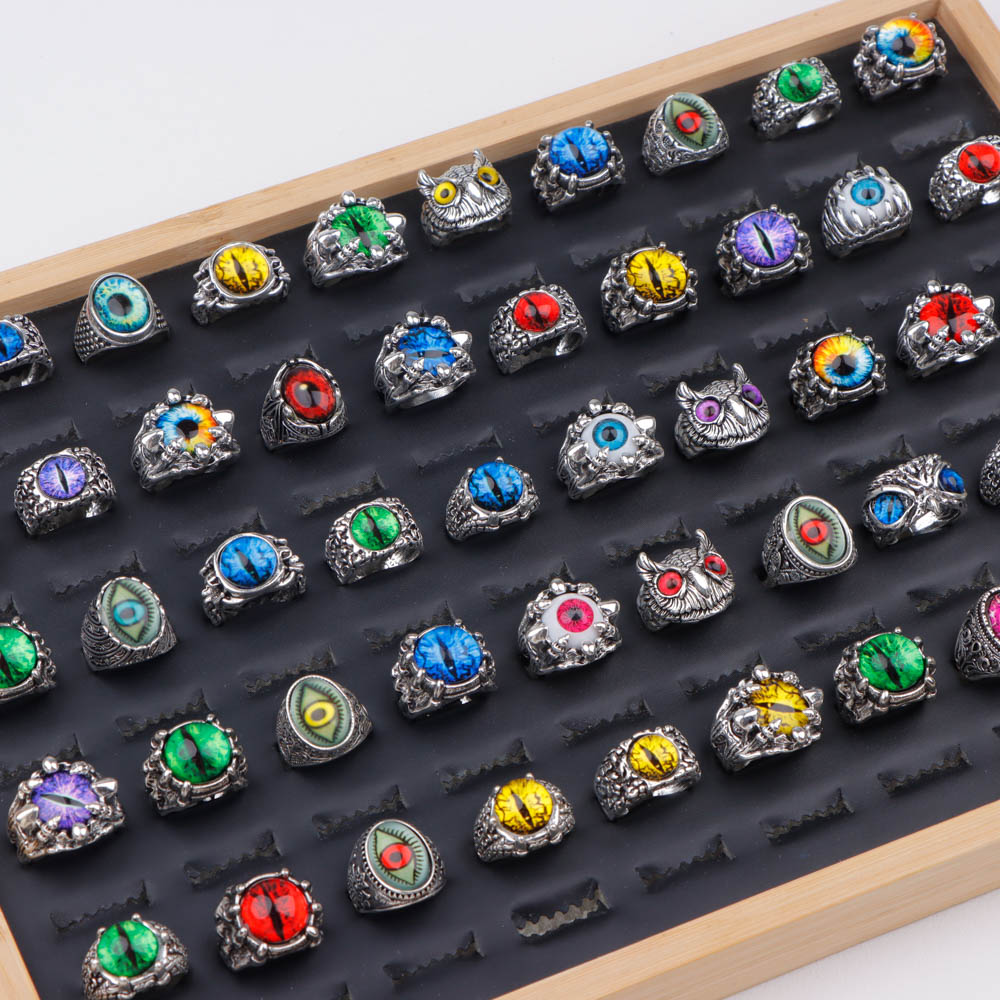 10/20/30/50 개/몫 남자를위한 패션 펑크 록  - Gothic Skull Ring 리뷰 및 가격