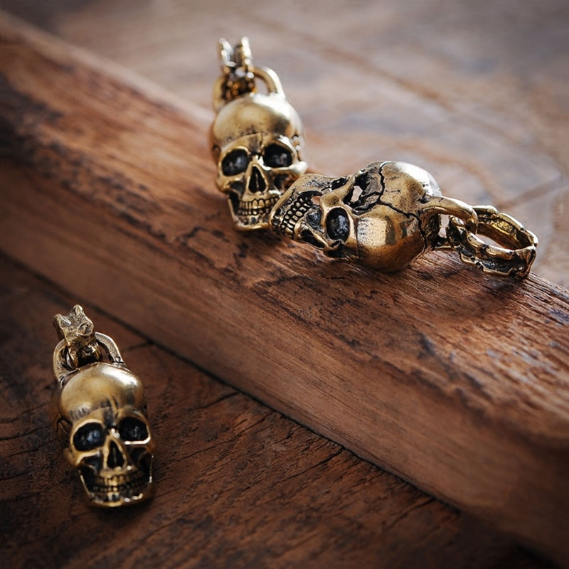 빈티지 펑크 해골 키링 장식품 순수 구리 오토바이 자동 - Gothic Skull Ring 리뷰 및 가격