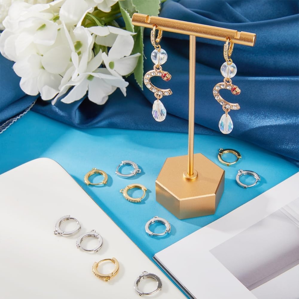 라운드 레버백 후크, 18K 금 및 백금 도금 황동 큐 - Hoop Earrings 리뷰 및 가격