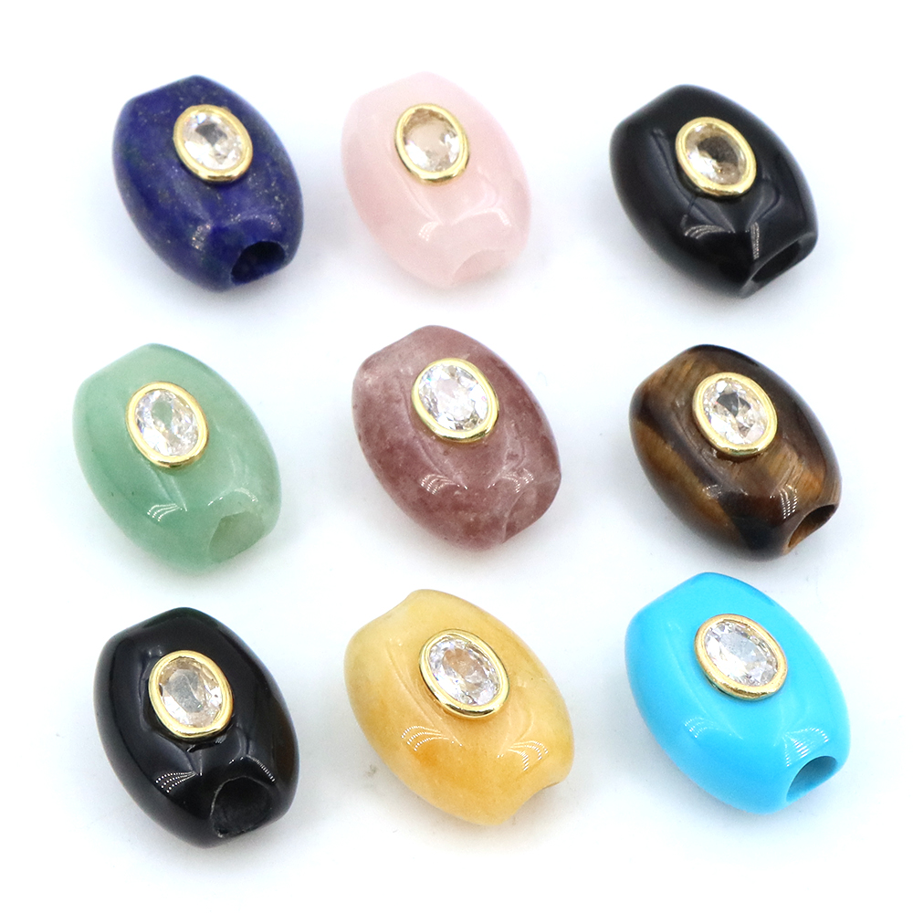 천연석 빅홀 플랫 버킷 비즈 지르콘 힐링 크리스탈 포함 - Gemstone Bracelet Healing 리뷰 및 가격