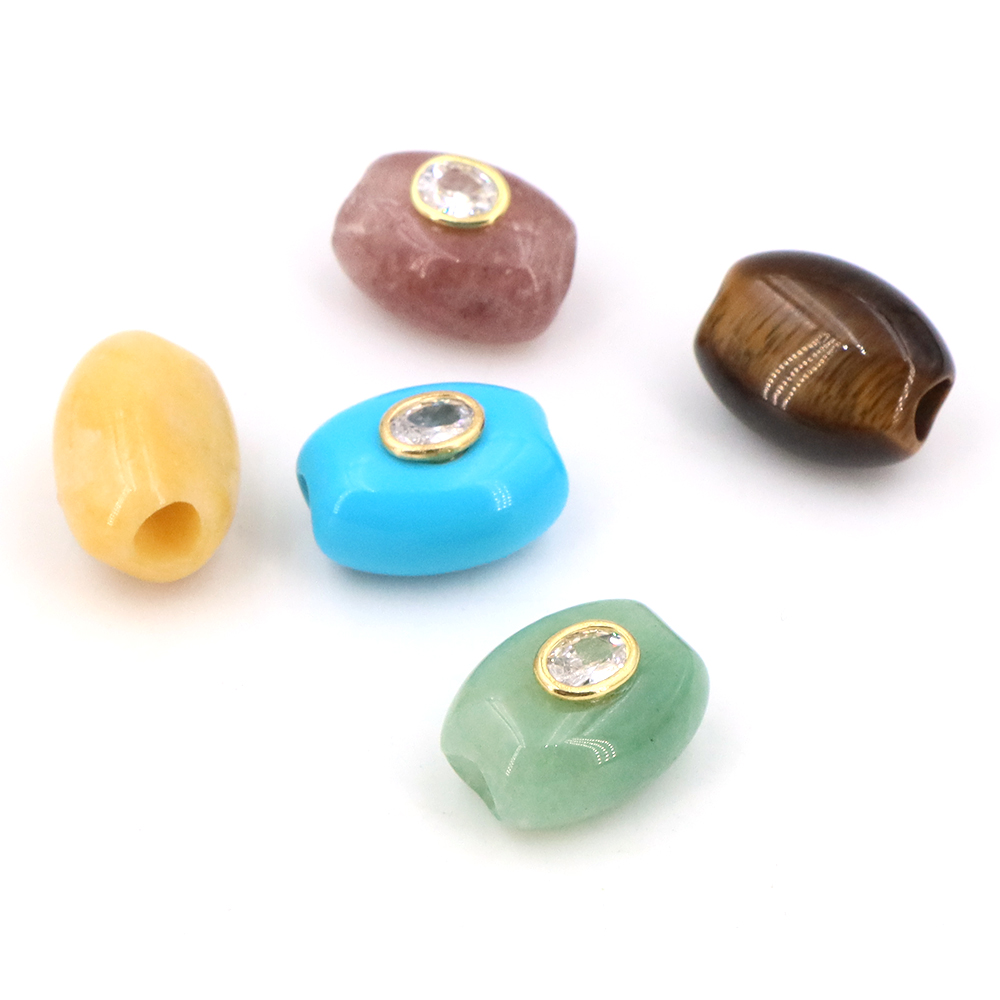 천연석 빅홀 플랫 버킷 비즈 지르콘 힐링 크리스탈 포함 - Gemstone Bracelet Healing 리뷰 및 가격