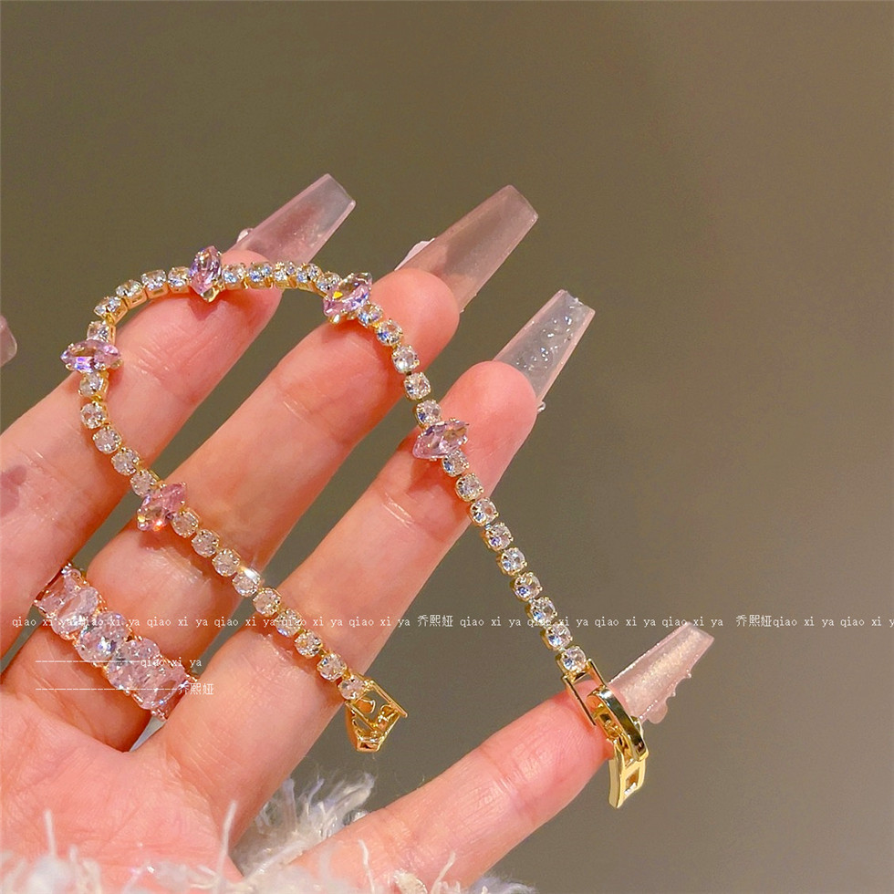 핑크 전체 Diamand 지르콘 팔찌 인스타그램 스타일 - Best Jewelry Watches 리뷰 및 가격