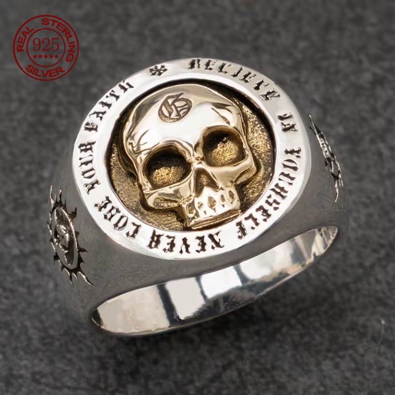 S925 스털링 실버 패션 남성과 여성의 해골 반지 고 - Gothic Skull Ring 리뷰 및 가격
