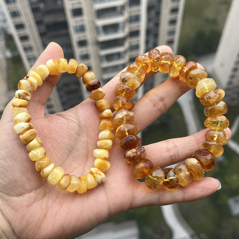 100% 진짜 황색 앰버 팔찌 유니섹스 독특한 불규칙  - Gemstone Bracelet Healing 리뷰 및 가격