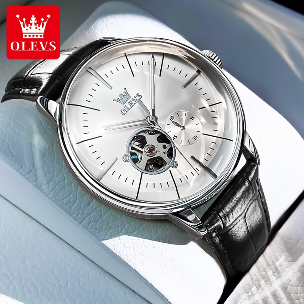 OLEVS 6708 패션 남성용 시계 가죽 스트랩 오리 - Mens Mechanical Watch 리뷰 및 가격