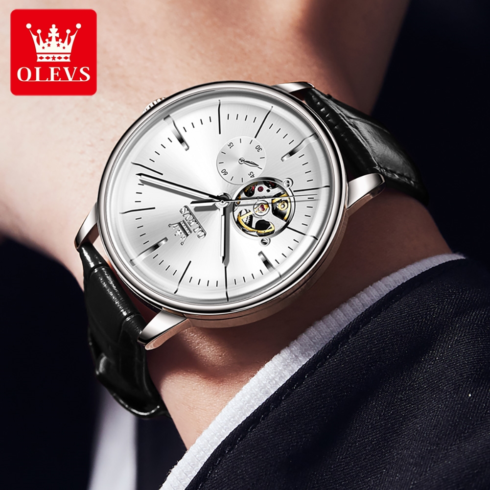 OLEVS 6708 패션 남성용 시계 가죽 스트랩 오리 - Mens Mechanical Watch 리뷰 및 가격