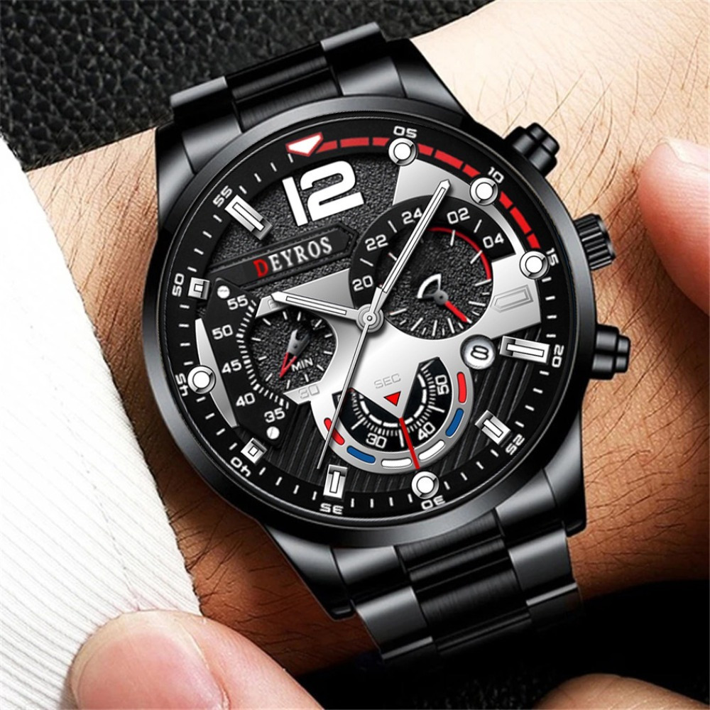 3 개/대 패션 남자 시계 블랙 합금 아날로그 남성 시 - Best Jewelry Watches 리뷰 및 가격
