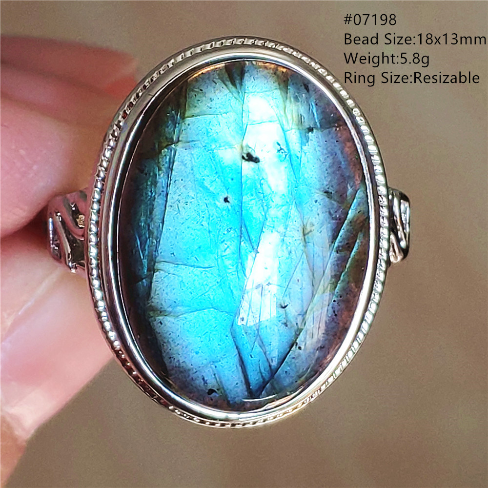천연 블루 라이트 라브라도라이트 조절 가능한 반지 큰  - Turquoise Stone Ring 리뷰 및 가격