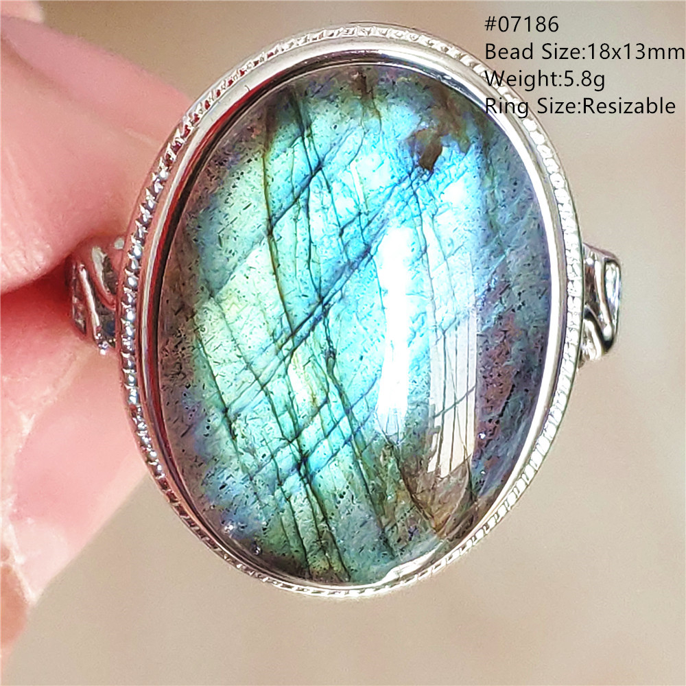 천연 블루 라이트 라브라도라이트 조절 가능한 반지 큰  - Turquoise Stone Ring 리뷰 및 가격