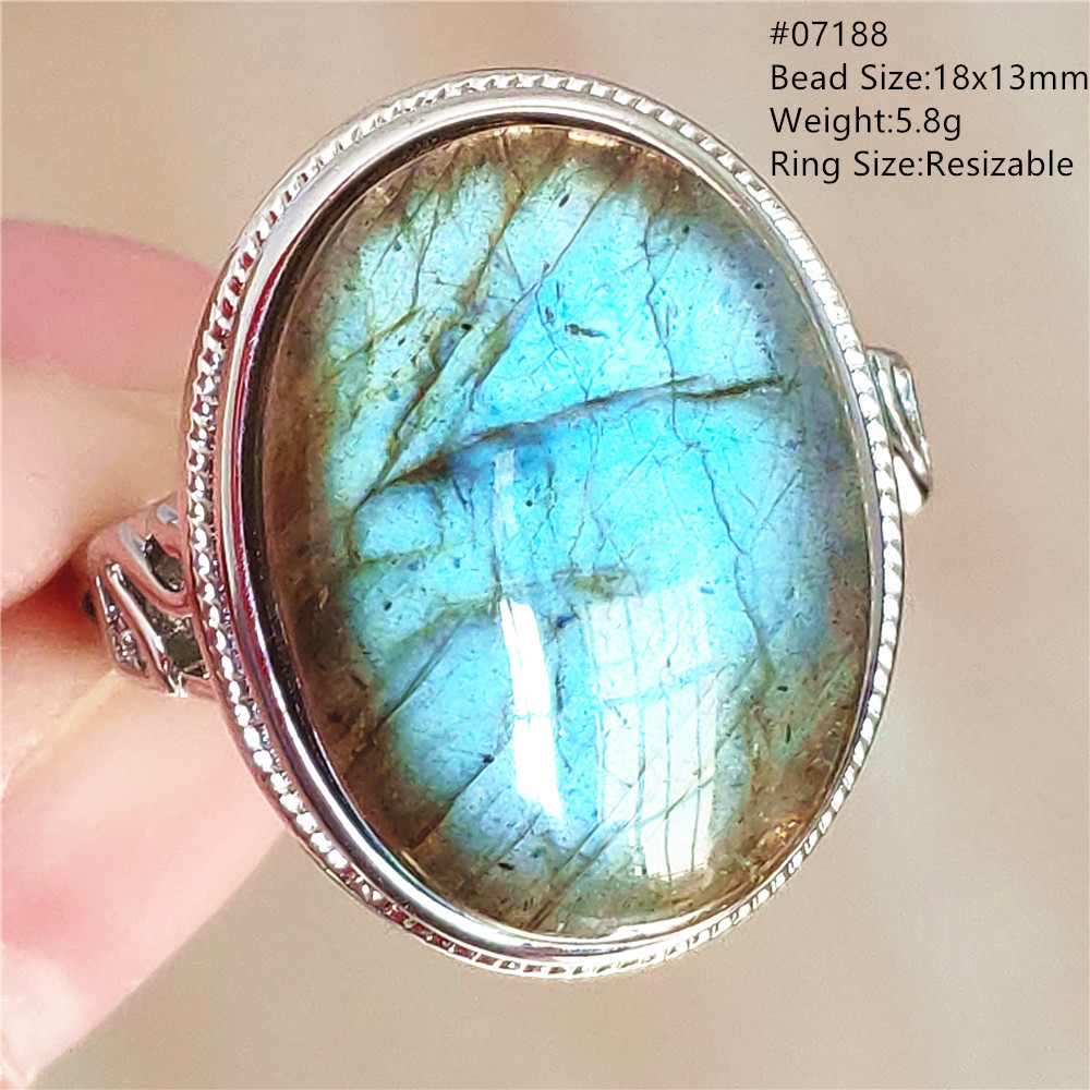 천연 블루 라이트 라브라도라이트 조절 가능한 반지 큰  - Turquoise Stone Ring 리뷰 및 가격