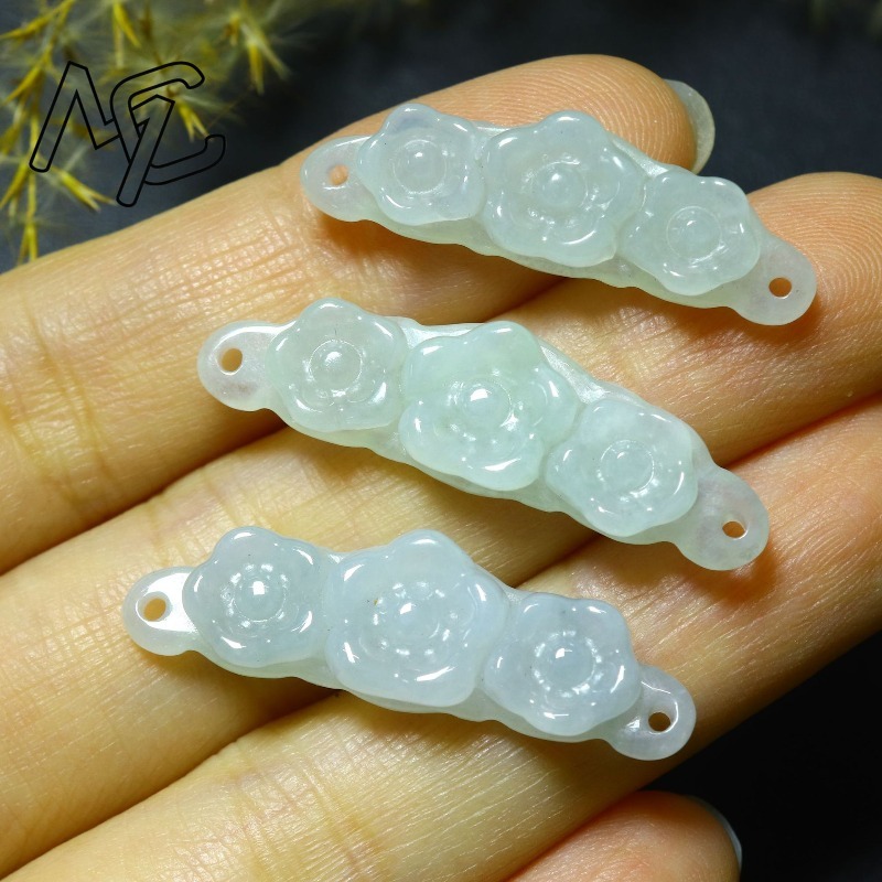 1pc 천연 경옥 에메랄드 꽃 핸드 카드 DIY 액세서 - Jewelry & Watches Spółka Z Ograniczoną Odpowiedzialnością Sp Z Oo 리뷰 및 가격