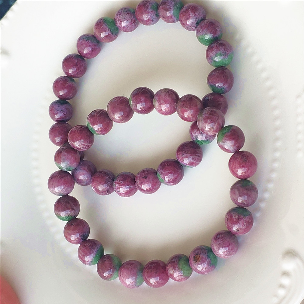천연 레드 루비 원석 팔찌 스타 라운드 비즈 레드 그린 - Gemstone Bracelet Healing 리뷰 및 가격