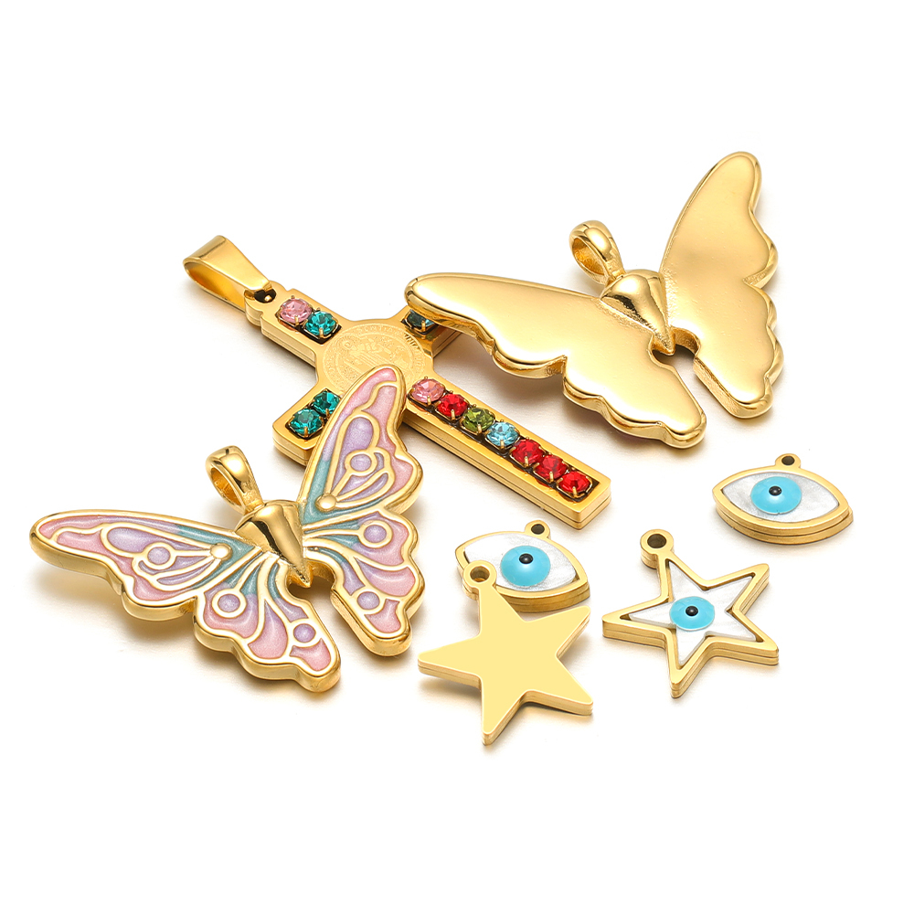 5 개/몫 스테인레스 스틸 에나멜 스타 나비 매력 크로 - Butterfly Pendant Necklace 리뷰 및 가격