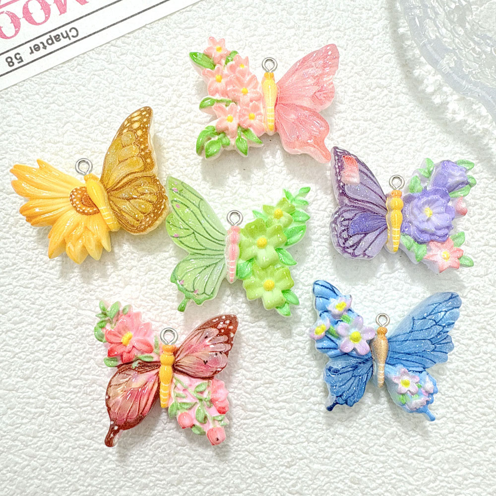 10pcs 새로운 꽃 나비 수지 펜던트 diy 수제 매 - Butterfly Pendant Necklace 리뷰 및 가격