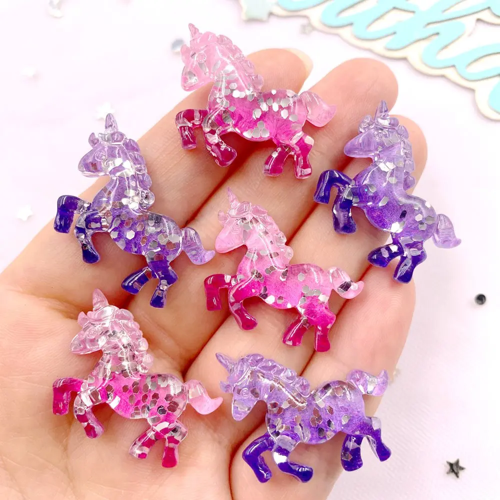 6PCS 다채로운 수지 반짝이 3D 유니콘 말 플랫 백 - Paradise Jewelry & Watches Llc Miami 리뷰 및 가격