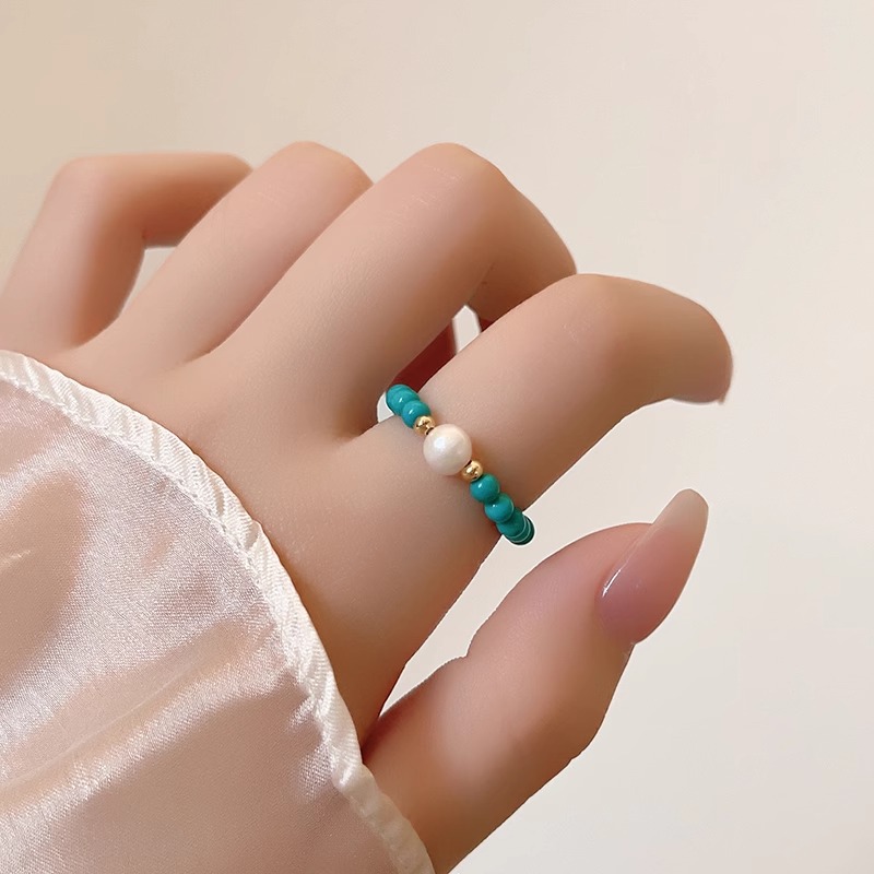 새로운 도착 유행 천연 담수 진주 & 청록색 돌 14K - Turquoise Stone Ring 리뷰 및 가격