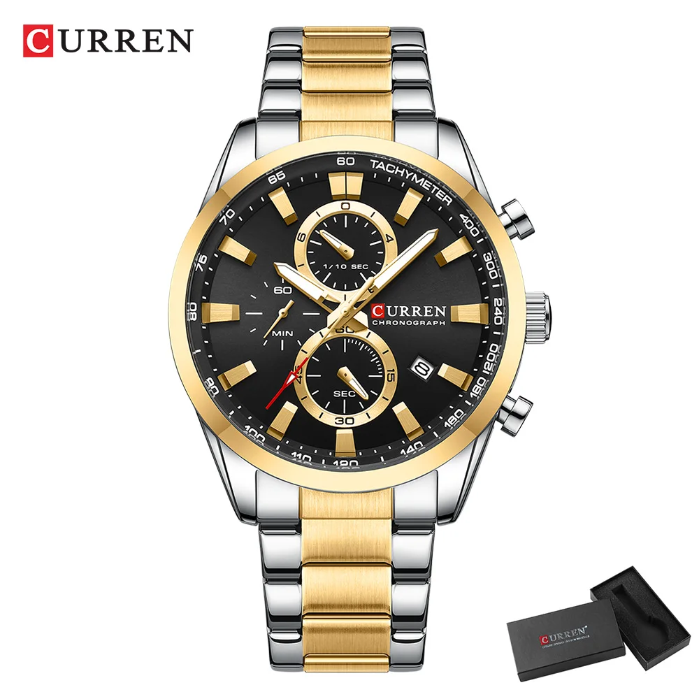 CURREN 캐주얼 쿼츠 크로노 스포츠 시계 남성용 브 - Jewelry For Watches 리뷰 및 가격