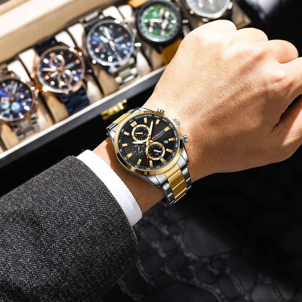 CURREN 캐주얼 쿼츠 크로노 스포츠 시계 남성용 브 - Jewelry For Watches 리뷰 및 가격