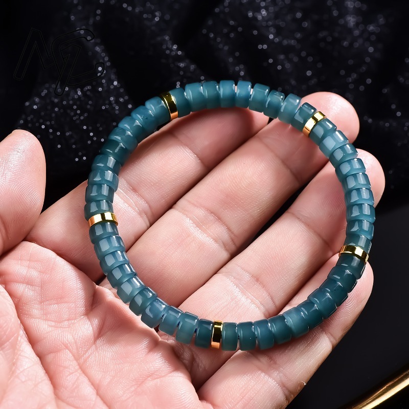 천연 비취 블루 워터 주판 비즈 스페이서 팔찌 고급 품 - Jewelry & Watches Spółka Z Ograniczoną Odpowiedzialnością Sp Z Oo 리뷰 및 가격