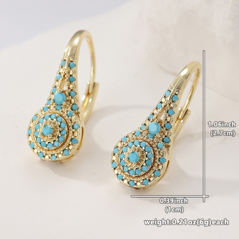 우아한 패션 합성 터키석 금도금 후프 귀걸이 여성용 정 - Turquoise Stone Ring 리뷰 및 가격