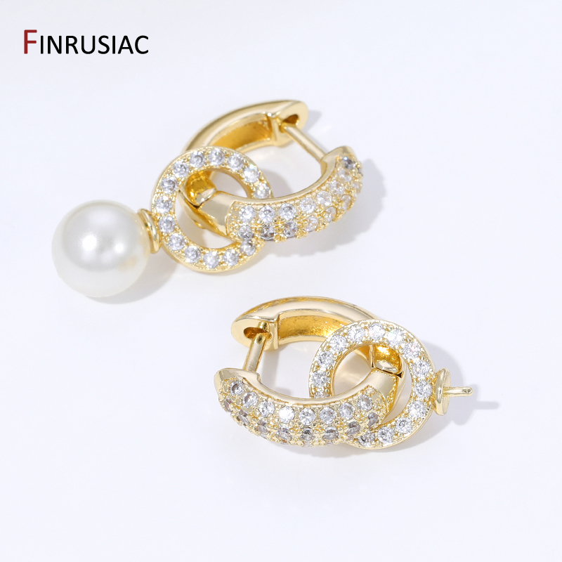 18K 금도금 황동 지르콘 인레이드 후프 귀걸이 진주  - Hoop Earrings 리뷰 및 가격