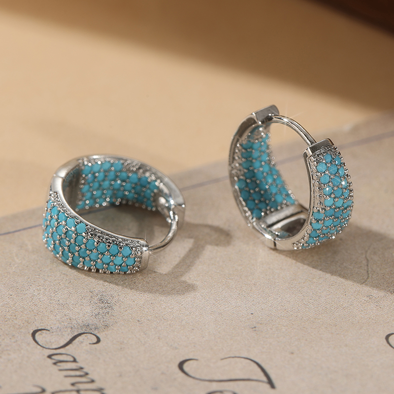 패션 풀 블루 청록색 포장된 럭셔리 골드 컬러 후프 귀 - Turquoise Stone Ring 리뷰 및 가격