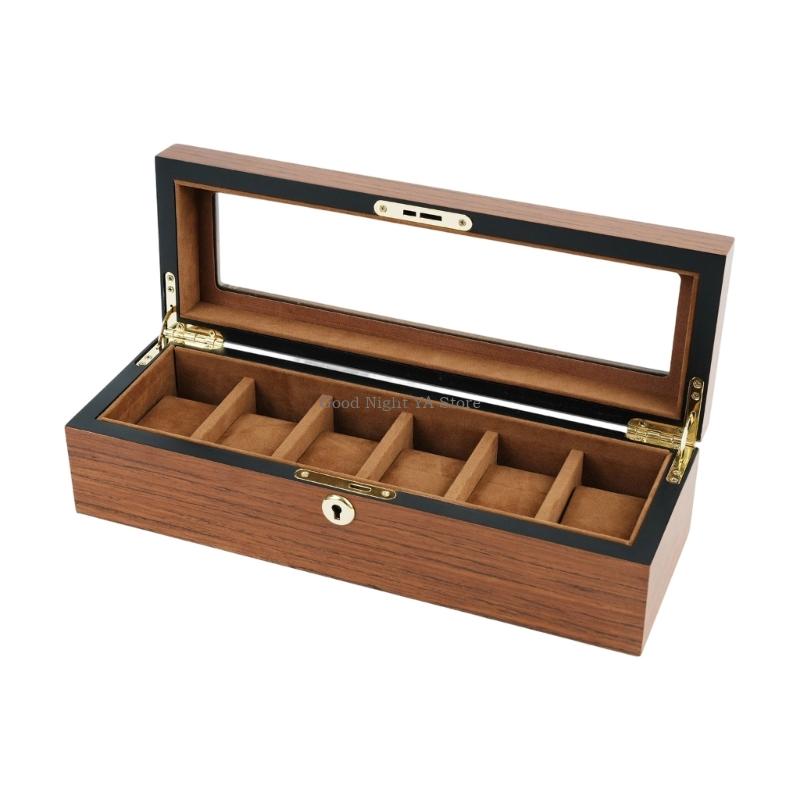 명확한 뚜껑과 플러시 내부가 있는 세련된 목재 시계 보 - Jewelry Box That Holds Watches 리뷰 및 가격