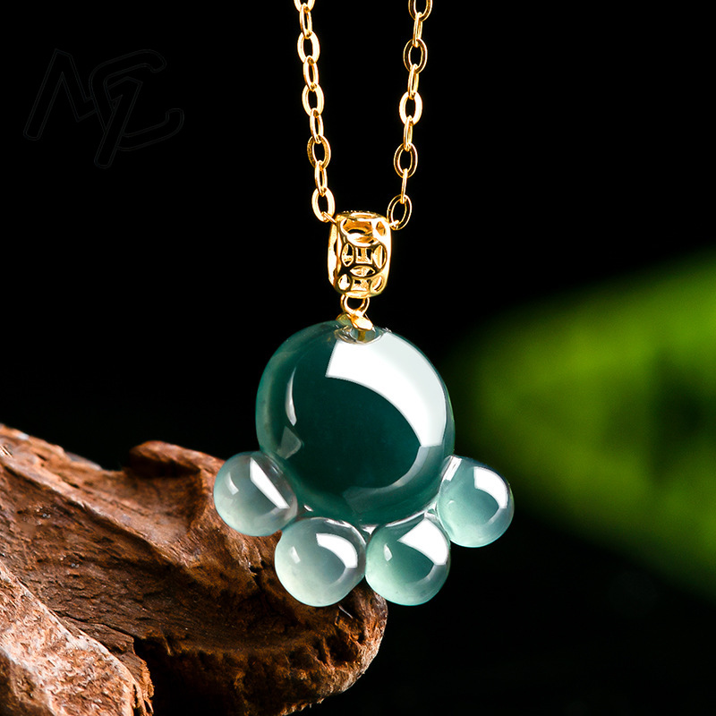 천연 진짜 에메랄드 블루 워터 제이드 고양이 발 펜던트 - Jewelry & Watches Spółka Z Ograniczoną Odpowiedzialnością Sp Z Oo 리뷰 및 가격