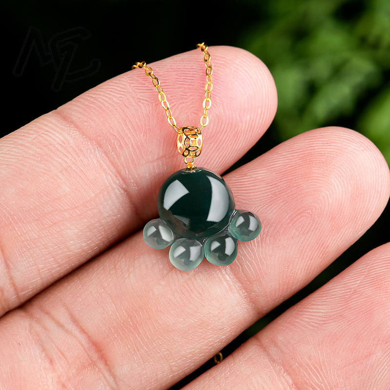 천연 진짜 에메랄드 블루 워터 제이드 고양이 발 펜던트 - Jewelry & Watches Spółka Z Ograniczoną Odpowiedzialnością Sp Z Oo 리뷰 및 가격