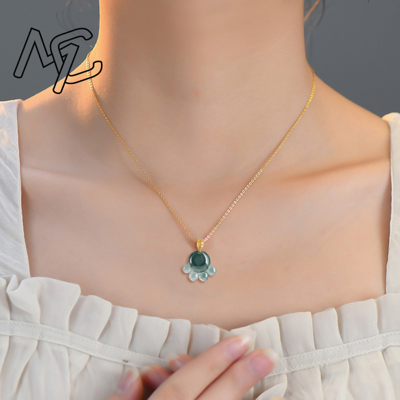 천연 진짜 에메랄드 블루 워터 제이드 고양이 발 펜던트 - Jewelry & Watches Spółka Z Ograniczoną Odpowiedzialnością Sp Z Oo 리뷰 및 가격
