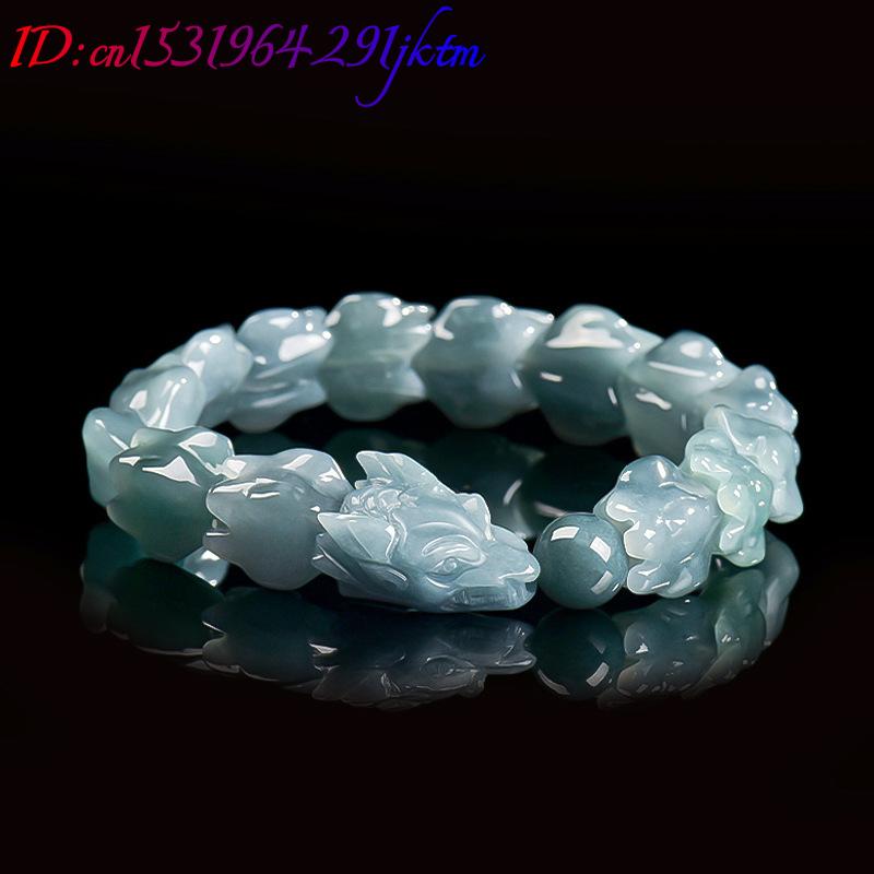 블루 버마산 비취 용 팔찌, 조각된 원석 뱅글, 부적, - Jewelry & Watches Spółka Z Ograniczoną Odpowiedzialnością Sp Z Oo 리뷰 및 가격