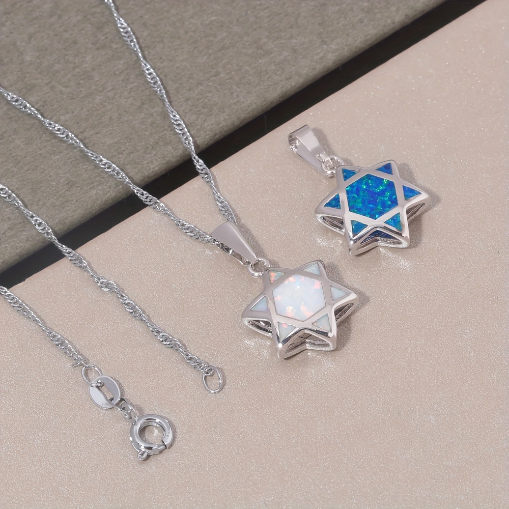 다윗의 별 오팔 펜던트 목걸이 양면 유대교 헥사그램 보 - Jewelry & Watches Spółka Z Ograniczoną Odpowiedzialnością Sp Z Oo 리뷰 및 가격