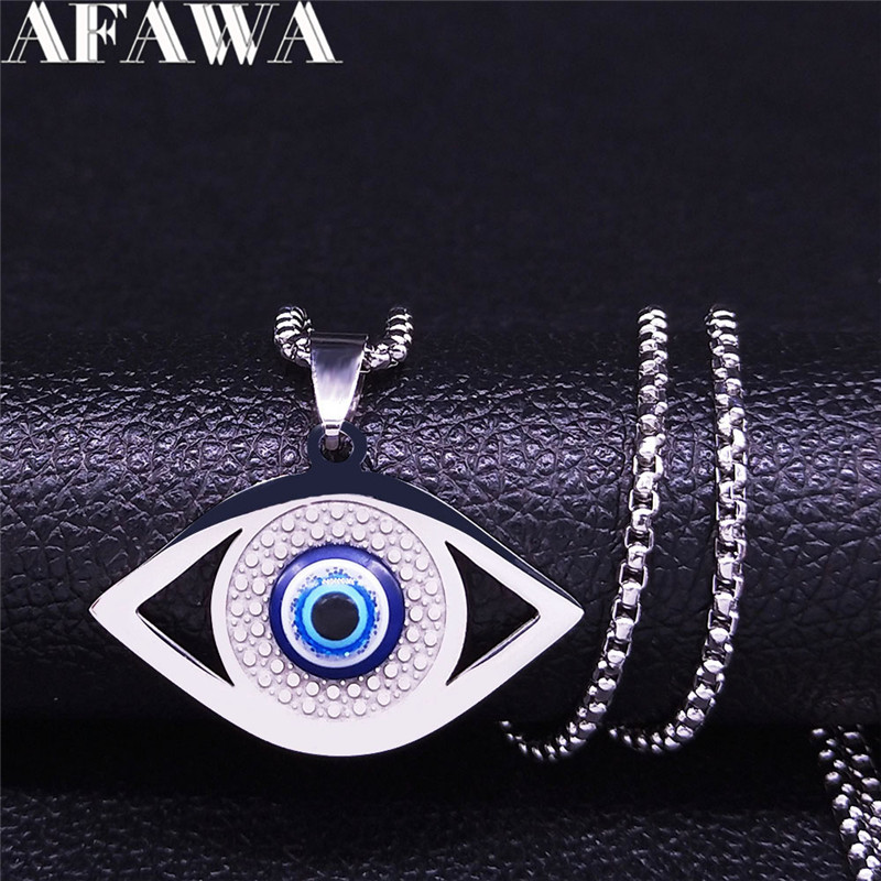 이슬람 하마사 푸른 눈 목걸이 스테인리스 스틸 터키 눈 - Jewelry & Watches Spółka Z Ograniczoną Odpowiedzialnością Sp Z Oo 리뷰 및 가격
