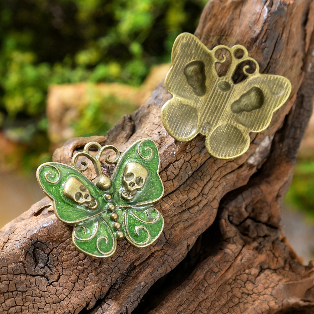 고딕 해골 나비 에나멜 펜던트 여성용 귀걸이 목걸이 펜 - Butterfly Pendant Necklace 리뷰 및 가격