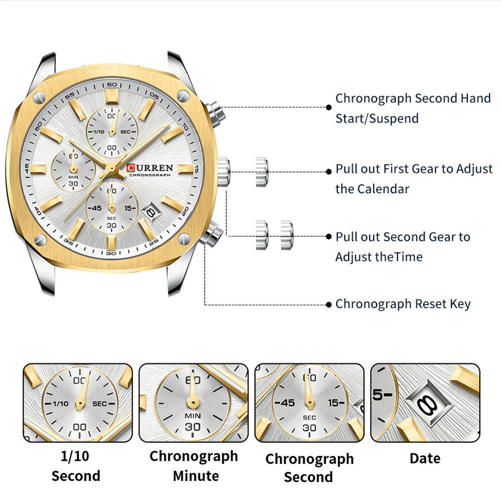 CURREN 모던 남성용 42mm 스포츠 시계 - 스테 - Jewelry For Watches 리뷰 및 가격
